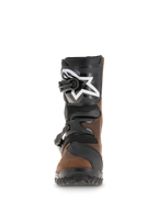 Alpinestars Belize Drystar® Boots, Adventure Touring Boots, Oiled Brown and Black, front view showing TPU shin plate with white star logo, dual buckle closure system, and rugged textured sole