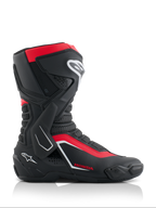 Alpinestars Honda SMX-6 V3 Boots, Performance Riding Boots, Black Bright Red and White, side view featuring microfiber construction with TPU protection, lateral ankle brace, and Honda branding, professional motorcycle racing and road gear