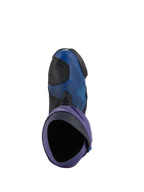 Alpinestars Supertech R LE Martinator R01 Vented Boots, Racing Motorcycle Boots, Blue and Purple with black accents, top-down view looking into the boot, featuring perforated microfiber upper and racing design