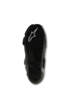 Alpinestars SMX S Boots, Black, bottom sole view showing the textured rubber compound and white Alpinestars logo, performance motorcycle racing footwear
