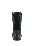 Alpinestars SP-X BOA® Drystar® Boots, Black and Dark Gray, rear view showing the ribbed textile calf, BOA closure dial on the side, and reinforced TPU heel counter with reflective detailing, technical sport-touring footwear