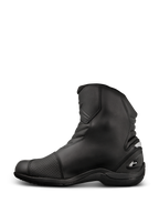 Alpinestars New Land GORE-TEX Boots, road-touring motorcycle boots, Black, mid-length full-grain leather design with accordion flex zones, reinforced shift pad, and sturdy rubber sole.