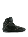 Alpinestars Faster-3 Rideknit® Shoes, Black motorcycle riding sneakers, lightweight microfiber and breathable mesh construction, lace-up closure with hook-and-loop ankle strap, protective high-top design for urban road riding