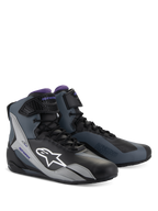 Alpinestars Stella Faster-4 Women's Motorcycle Riding Shoes, Black Gray Violet, technical high-top design with laces.