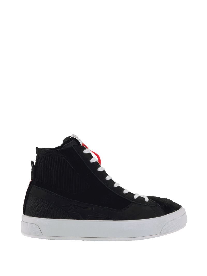 Alpinestars Stella Stated Podium Women's Urban Riding Shoes, black and white skate-style with vulcanized soles.