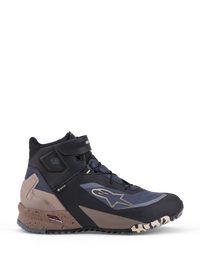 Alpinestars Cr-X Gore-Tex Shoes, waterproof motorcycle riding shoes, Black, Dark Gray, and Beige, featuring GORE-TEX membrane, TPF protection, and high-top lacing