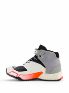 Alpinestars CR-X Women's Drystar® Riding Shoes, motorcycle riding footwear in White, Mid Gray, Black, and Diva Pink, side profile featuring a sporty design with an ankle strap and thick sole, designed for all-day walking comfort and protection