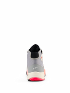 Alpinestars CR-X Women's Drystar® Riding Shoes, Motorcycle Riding Shoes, White Mid Gray Black and Diva Pink, rear view showing heel construction with Alpinestars logo, white midsole, and bright pink outsole details.