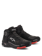 Alpinestars CR-X Drystar Riding Shoes, Motorcycle Riding Shoes, Black Camo Red, high-top athletic design with waterproof membrane, white Astars logo on the side, red accents on the outer sole and toe, urban and adventure touring style