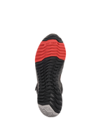 Alpinestars CR-X Drystar® Riding Shoes, sole view, featuring a multi-color tread pattern with red at the toe, black midsection, and gray heel, aggressive grip design for riding protection and walking comfort.