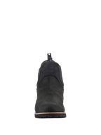 Alpinestars Turnstone Shoes, Urban Motorcycle Riding Shoes, Black Black, front view of a Chelsea-style bovine leather boot, featuring an embossed logo on the front and a rear pull tab.