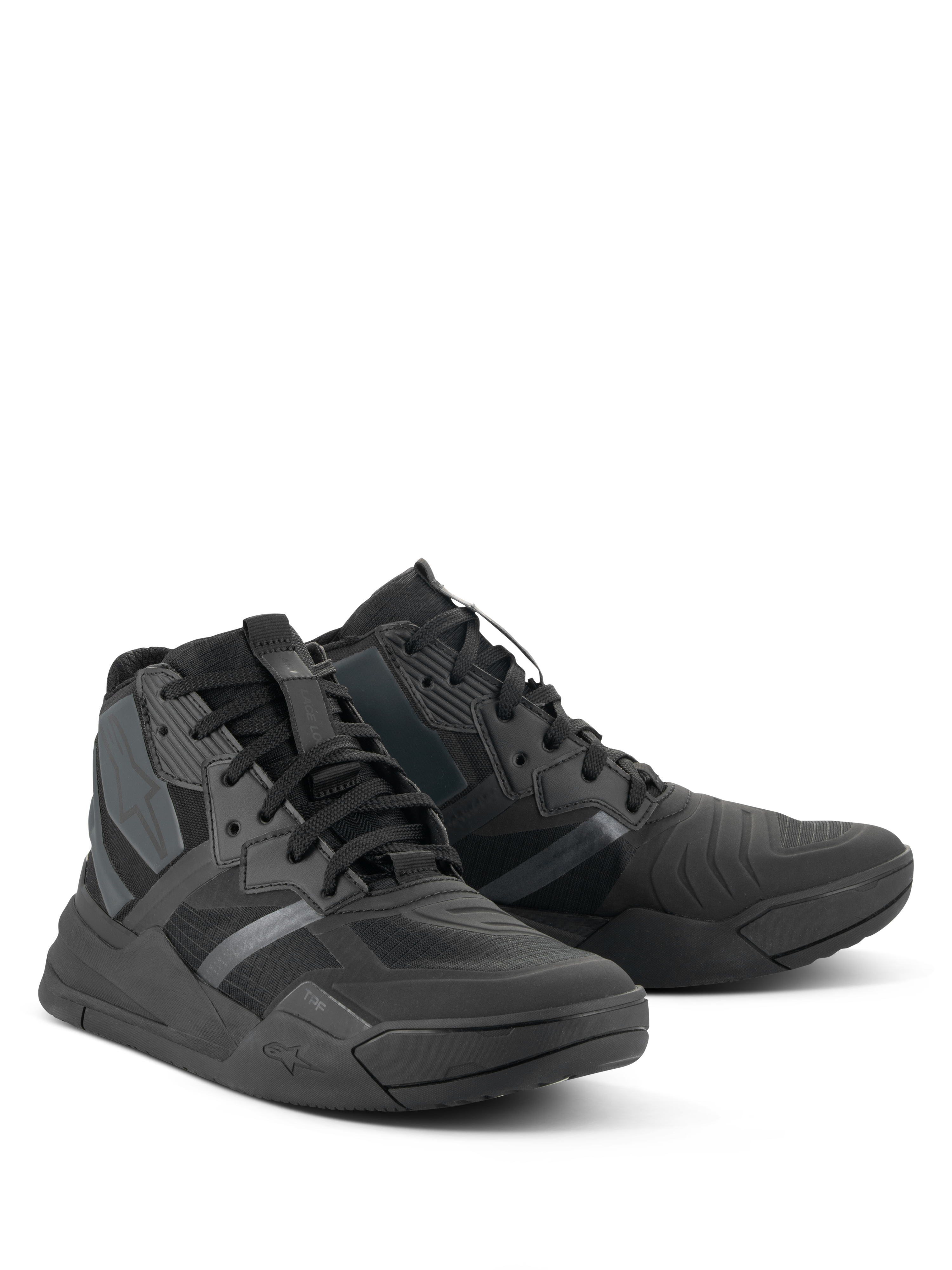 Alpinestars Speedflight Shoes, Performance Riding Shoes, Black Black, street-sport styled sneakers with ripstop upper, seamless panels, and chunky protective sole, urban motorcycle footwear
