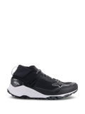 Alpinestars Meta XR V2 Shoes, Sportswear Shoes, Black and White, technical mesh upper with a chunky white midsole and rugged dark gray outsole, sport-casual design with elastic collar and Alpinestars branding