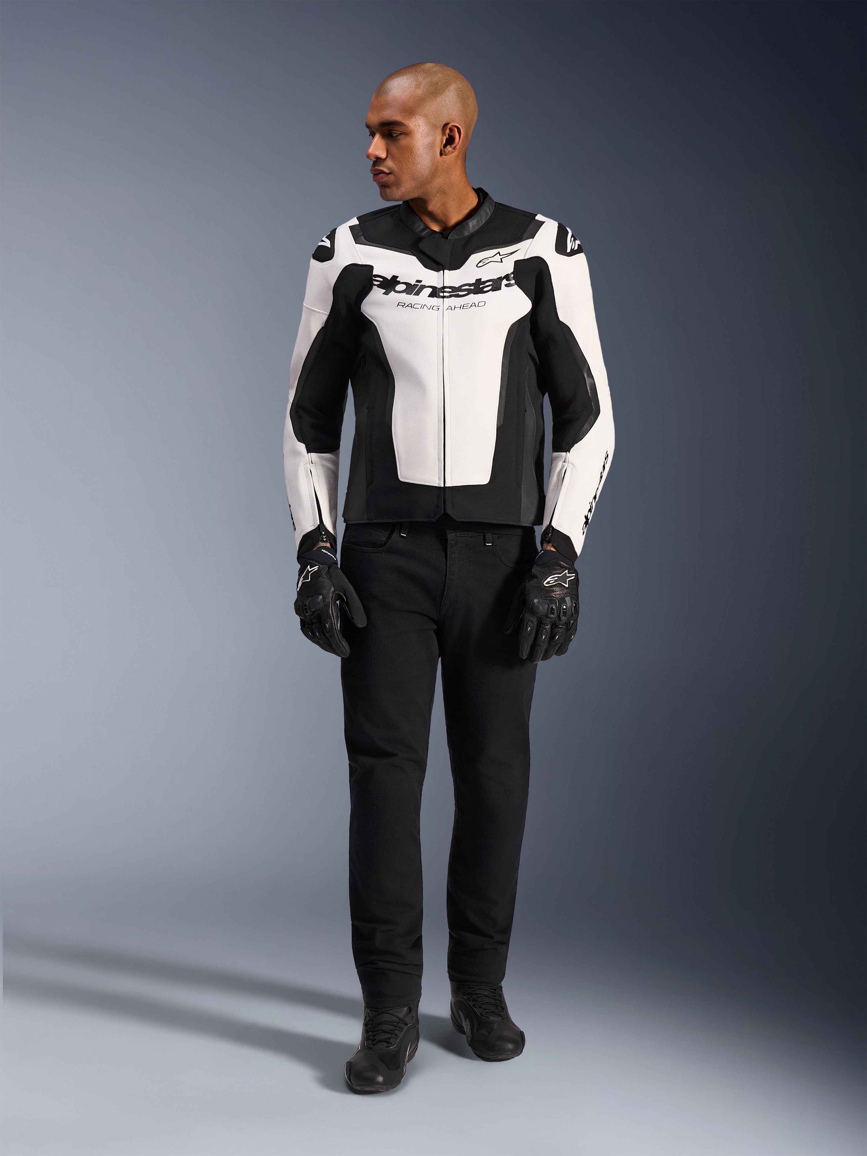 GP Force V2 Leather - Black Motorcycle Jacket | Alpinestars®