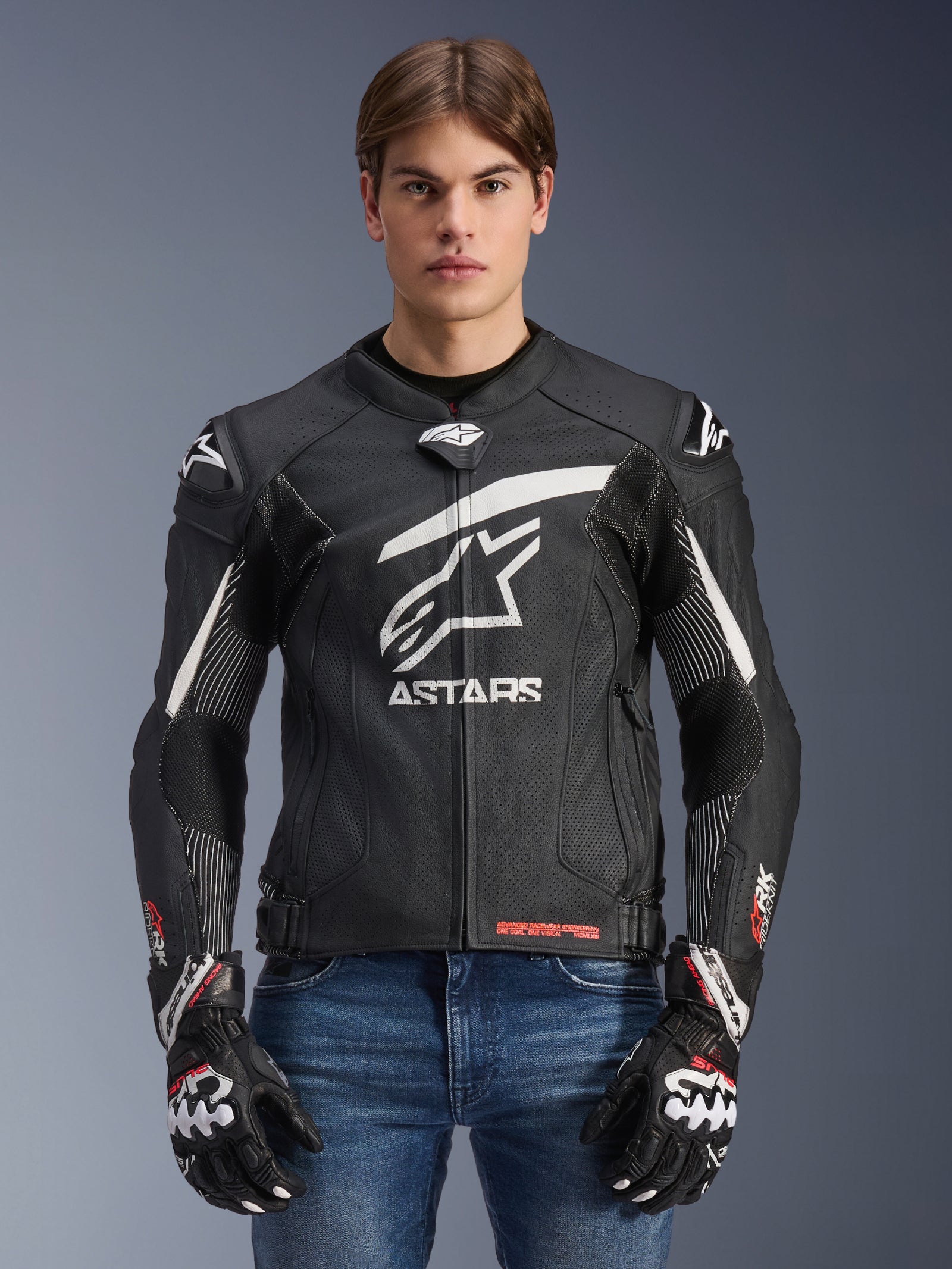 GP Plus R V4 Rideknit Leather Jacket BLACK RACING/SPORT Jackets