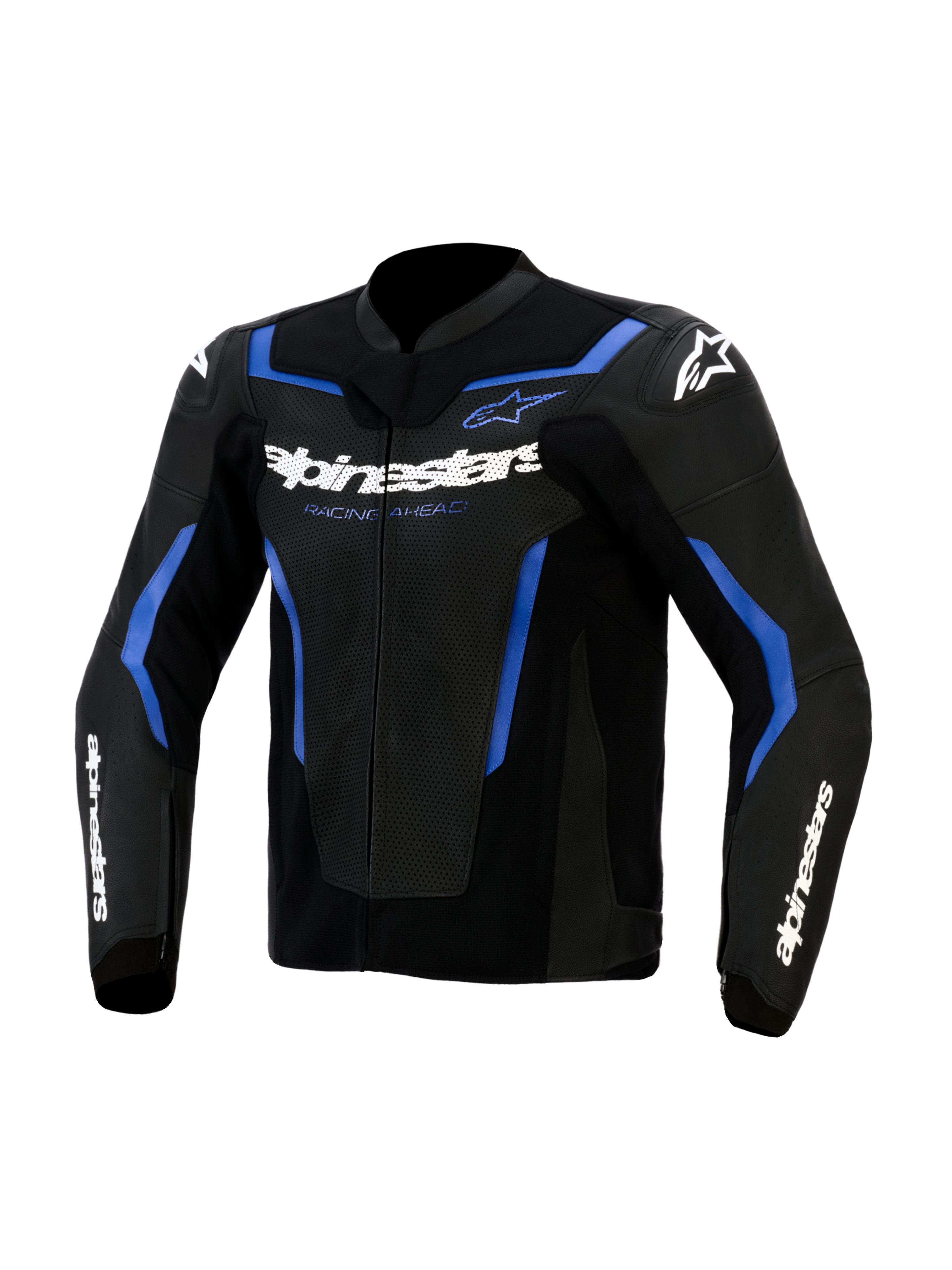 GP Force V2 Airflow Leather - Blue Motorcycle Jacket | Alpinestars®
