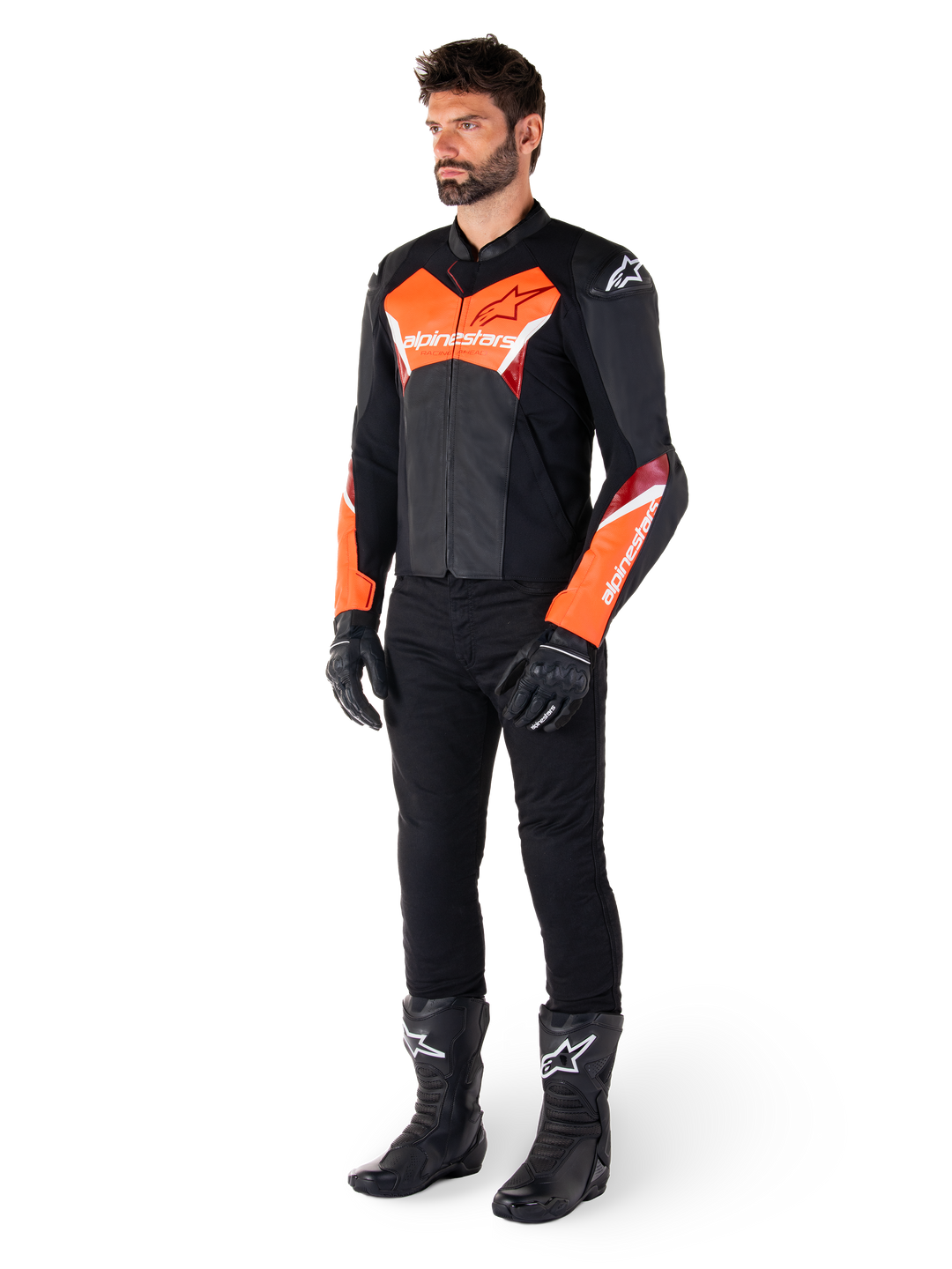 Faster V3 Leather Jacket - BLACK RACING/SPORT Jackets | Alpinestars