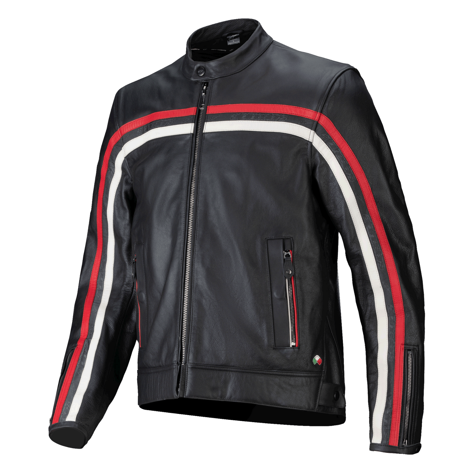 Moto Leather Jacket Alpinestars CELER Leather Jacket Black White Red For  Sale Online 