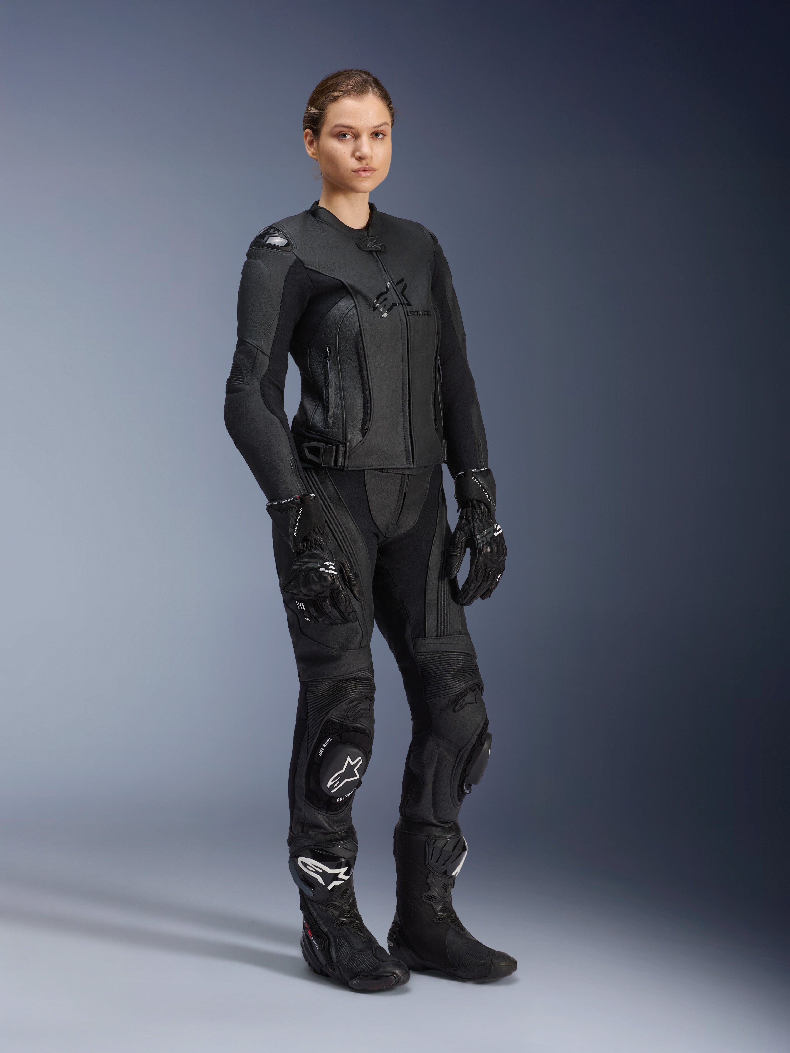 Stella GP Plus V4 - Black Motorcycle Jacket | Alpinestars®