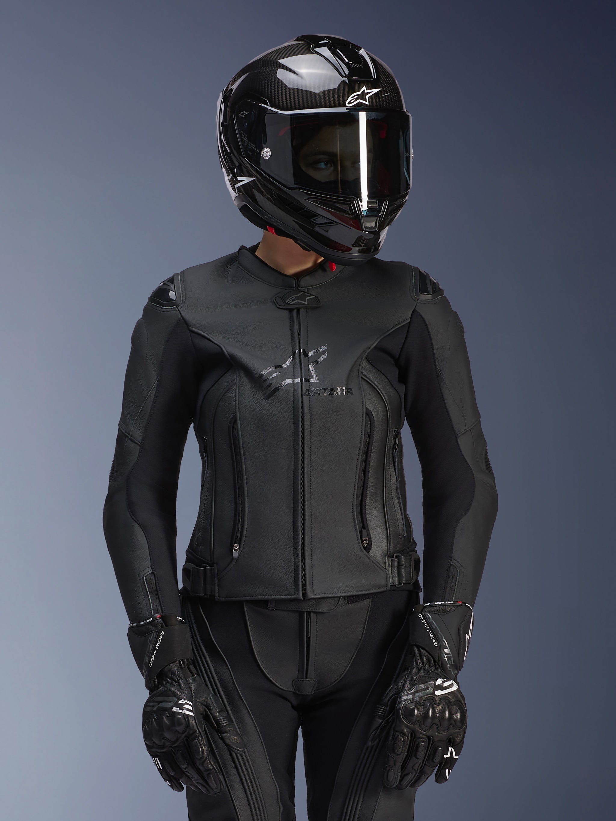 Women Stella GP Plus V4 Leather Jacket BLACK RACING/SPORT Jackets