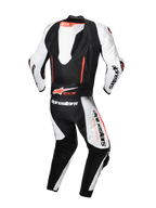 Alpinestars GP-R7 1-Piece Leather Suit, white and black motorcycle racing suit, Tech-Air ready with aerodynamic back hump.