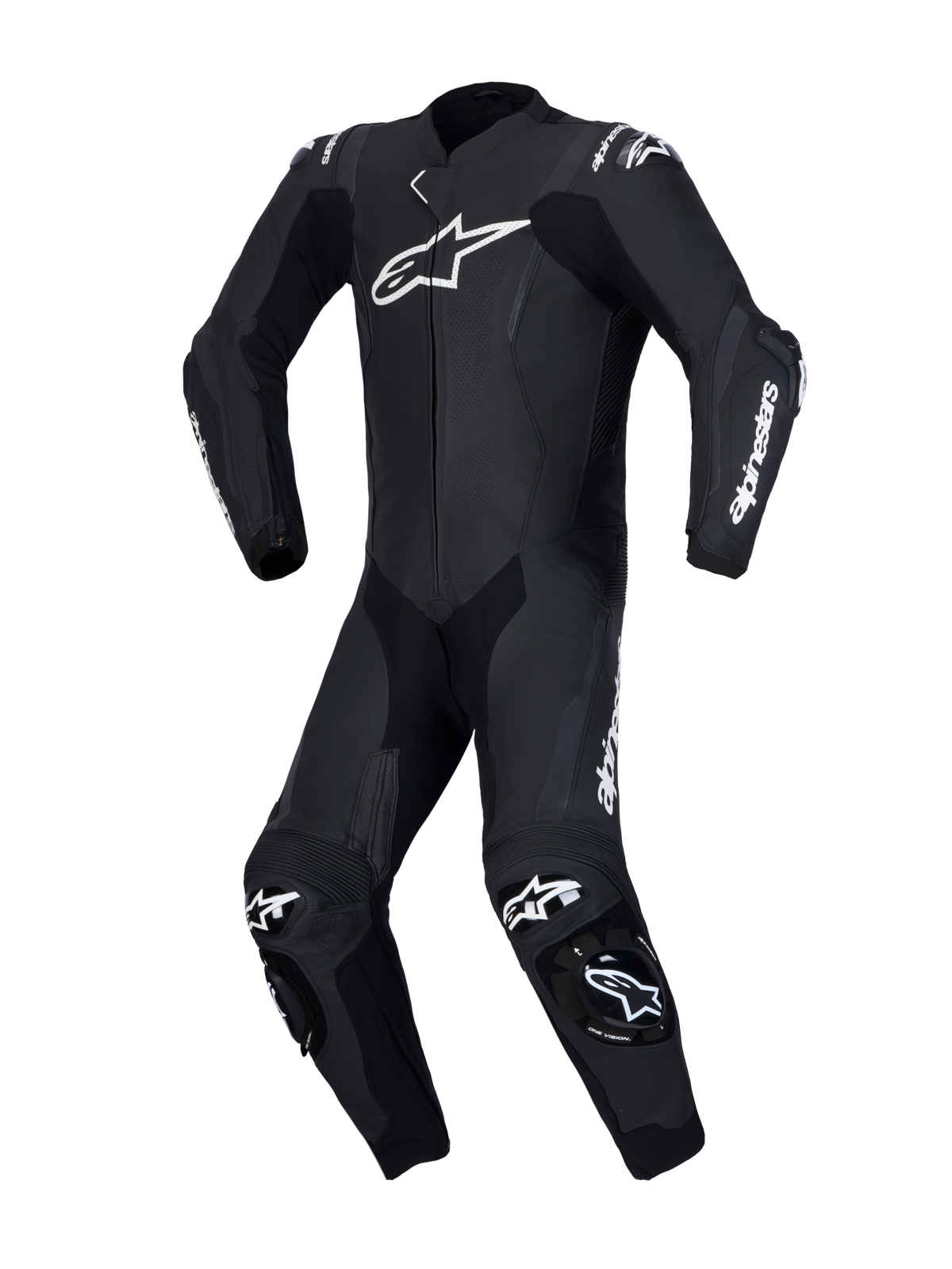 Alpinestars Missile V3 Leather Suit 1-Piece, Black and White, AAA CE-Certified motorcycle racing leather suit with DFS ST sliders and Tech-Air compatibility