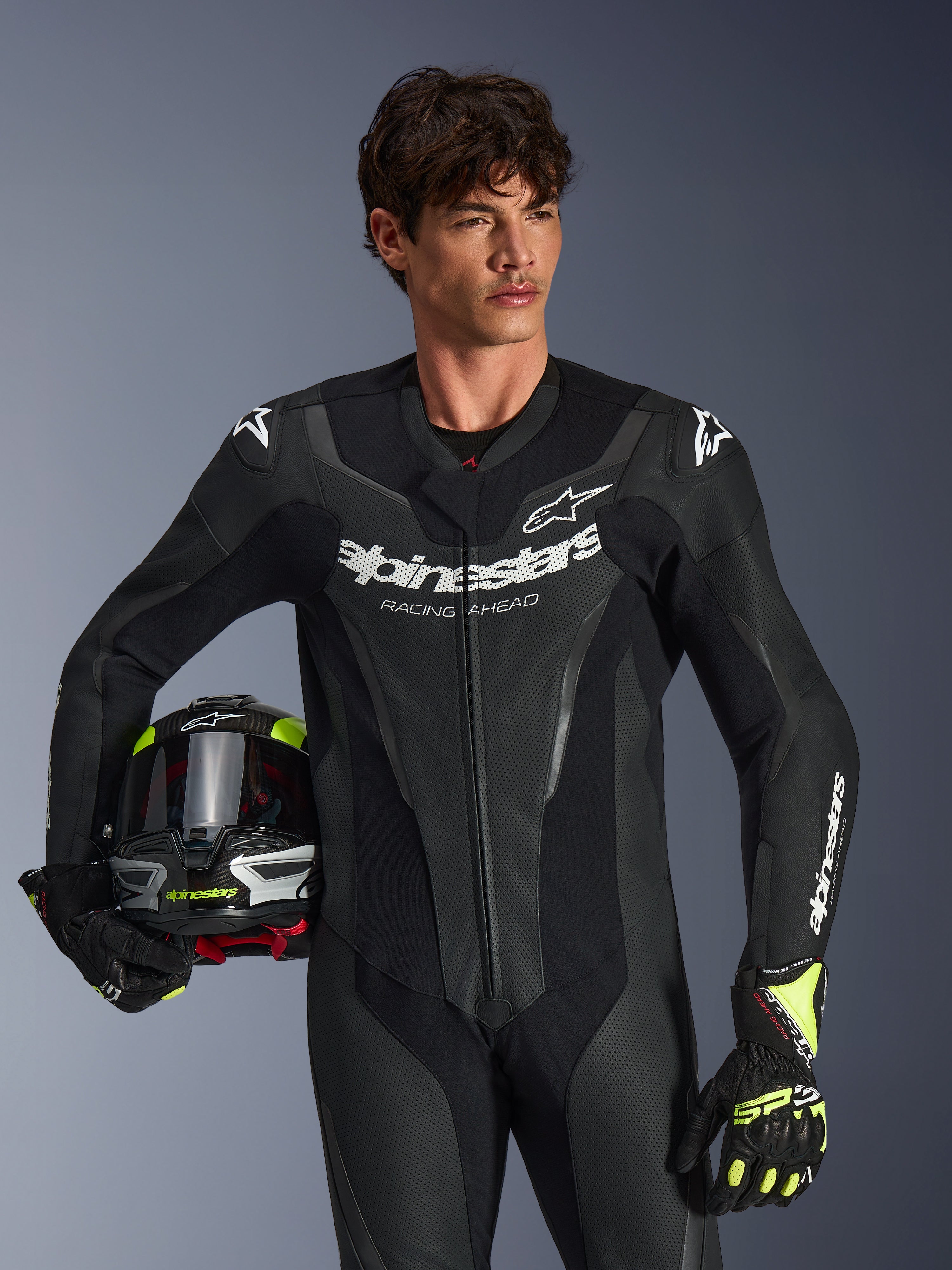 GP Force V2 1-Piece - Black Motorcycle Suit | Alpinestars®