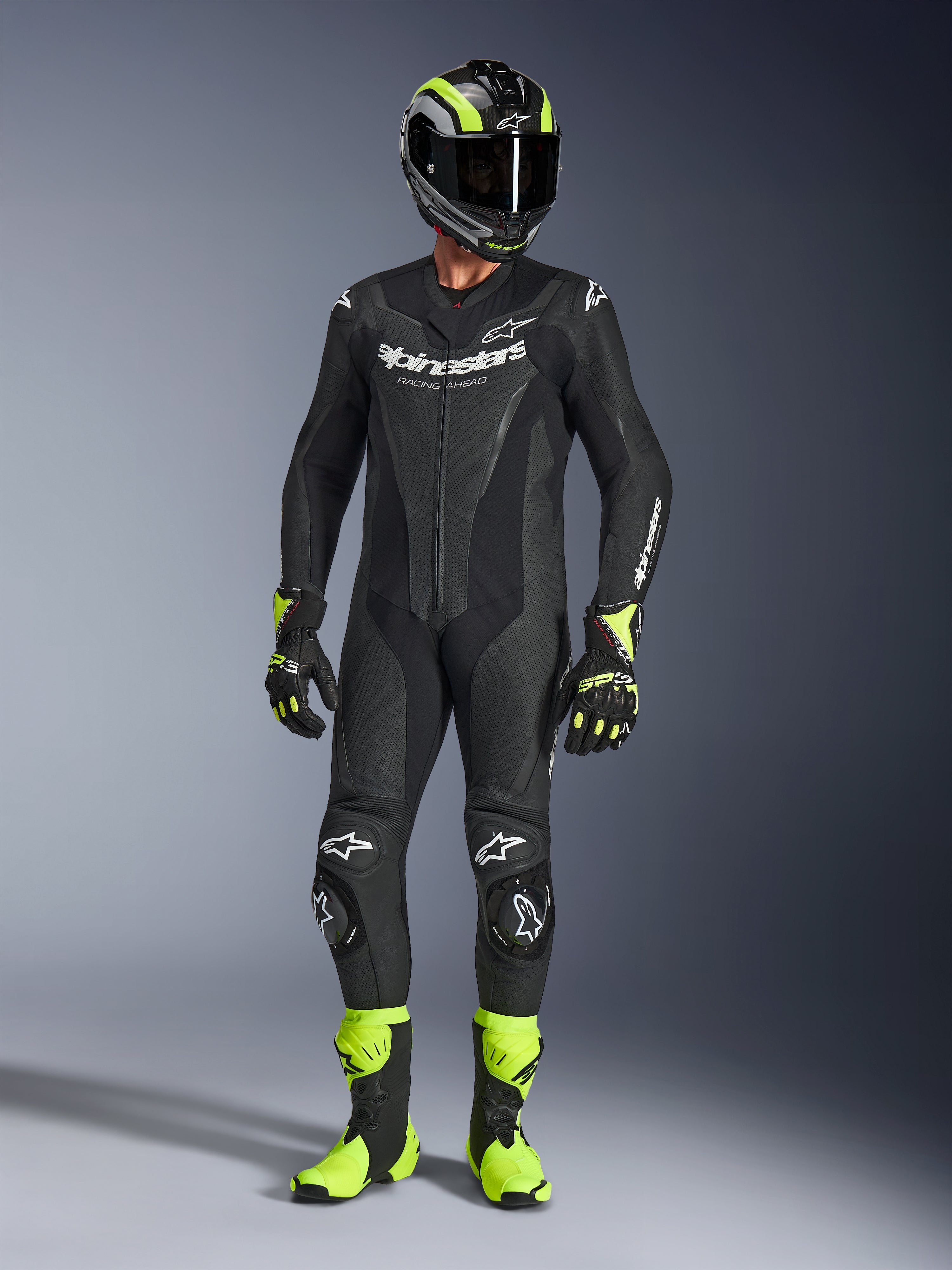 GP Force V2 1-Piece - Black Motorcycle Suit | Alpinestars®