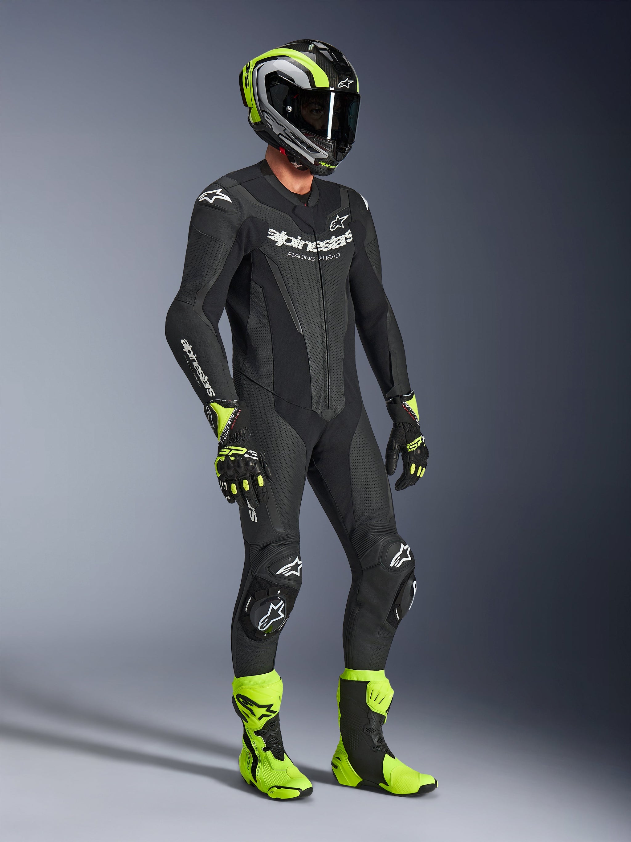all black gear GP Force V2 1-Piece - Black Motorcycle Suit