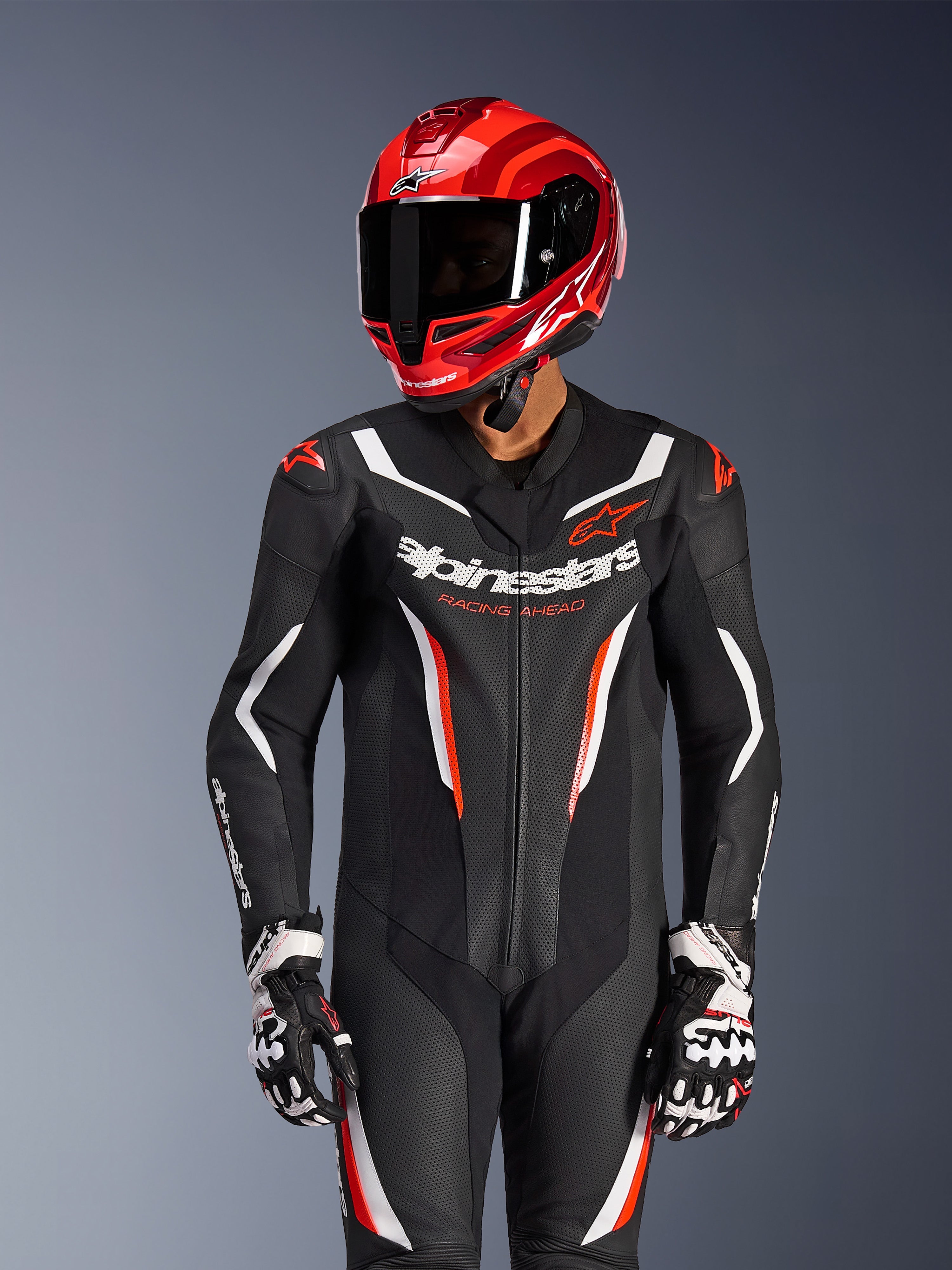 GP Force V2 1Piece - Red Motorcycle Suit | Alpinestars®