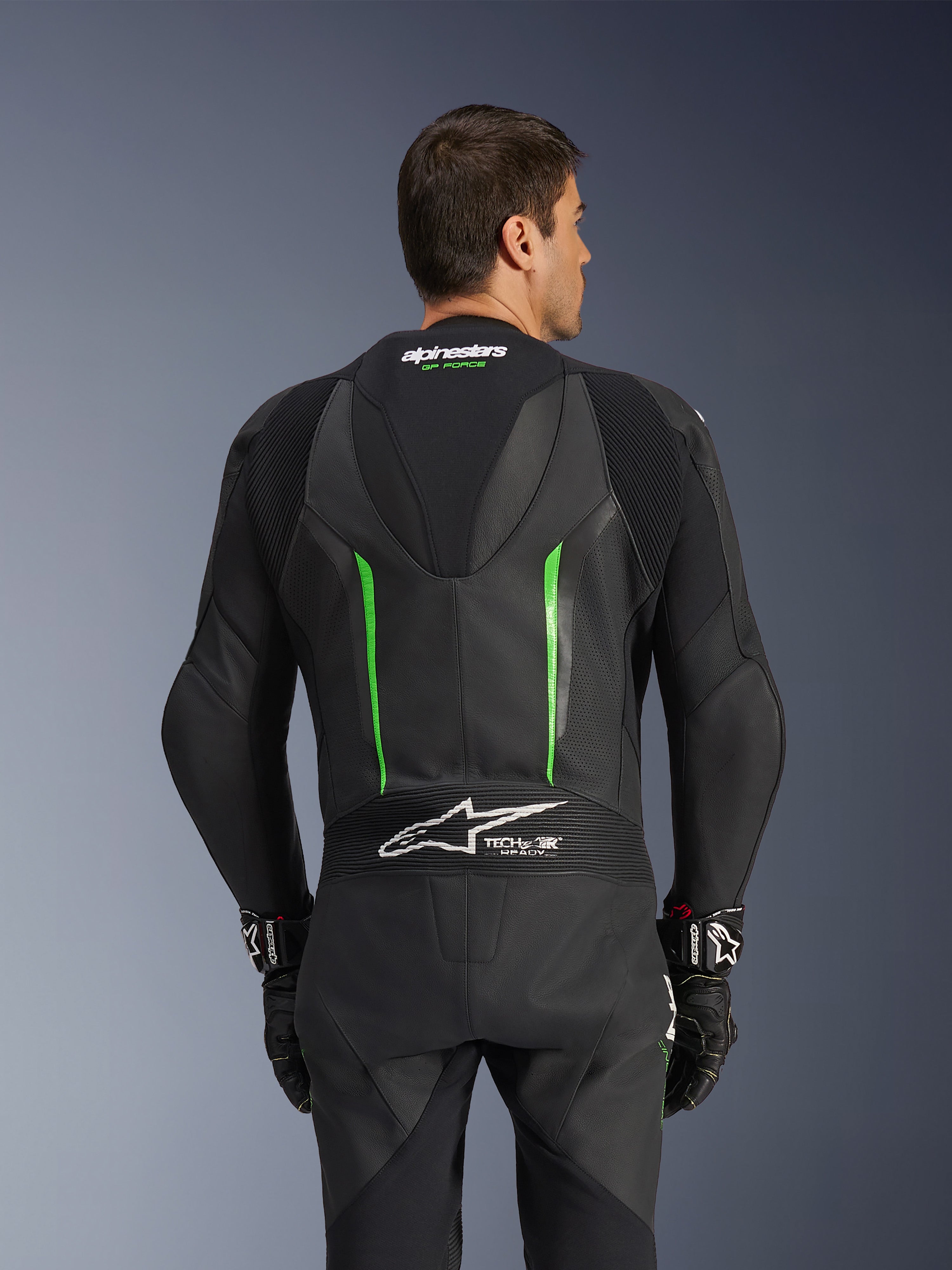 GP Force V2 Leather 1Piece - Green Motorcycle Suit | Alpinestars®
