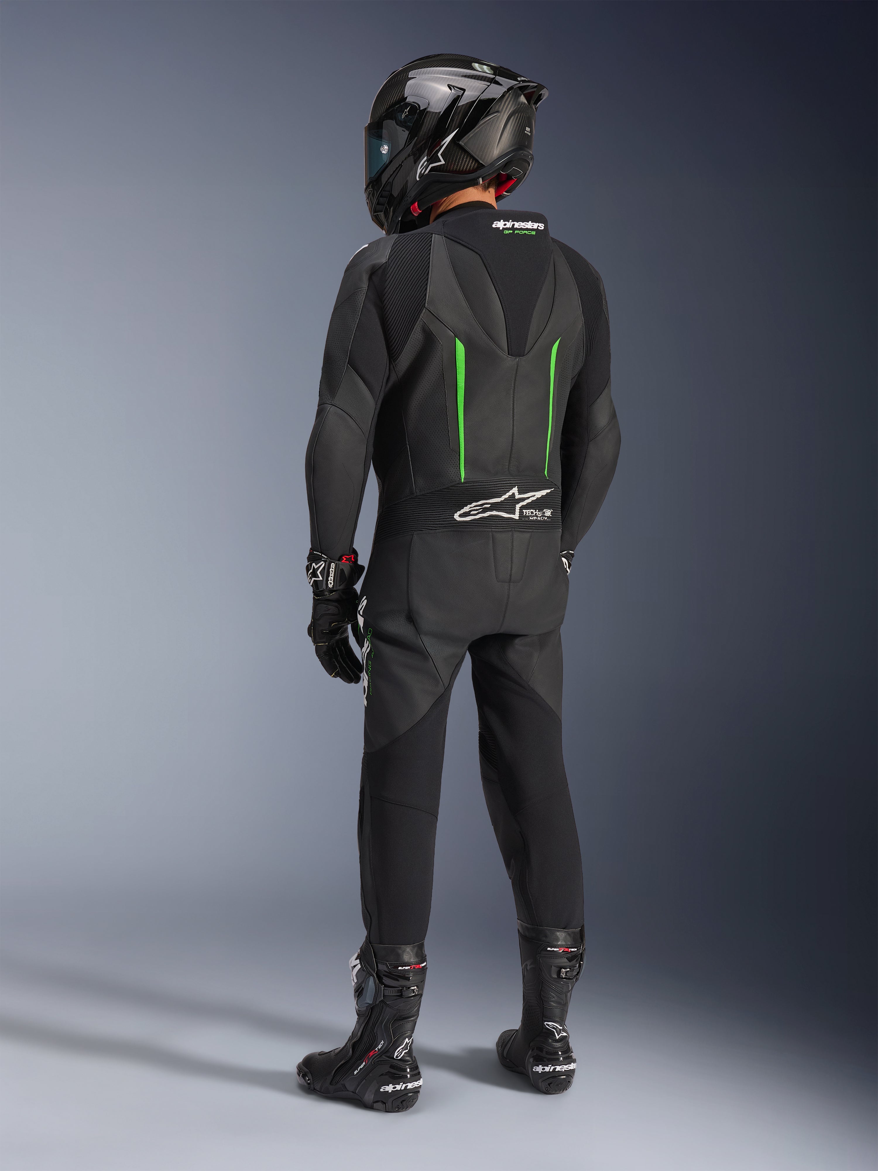 GP Force V2 Leather 1Piece - Green Motorcycle Suit | Alpinestars®