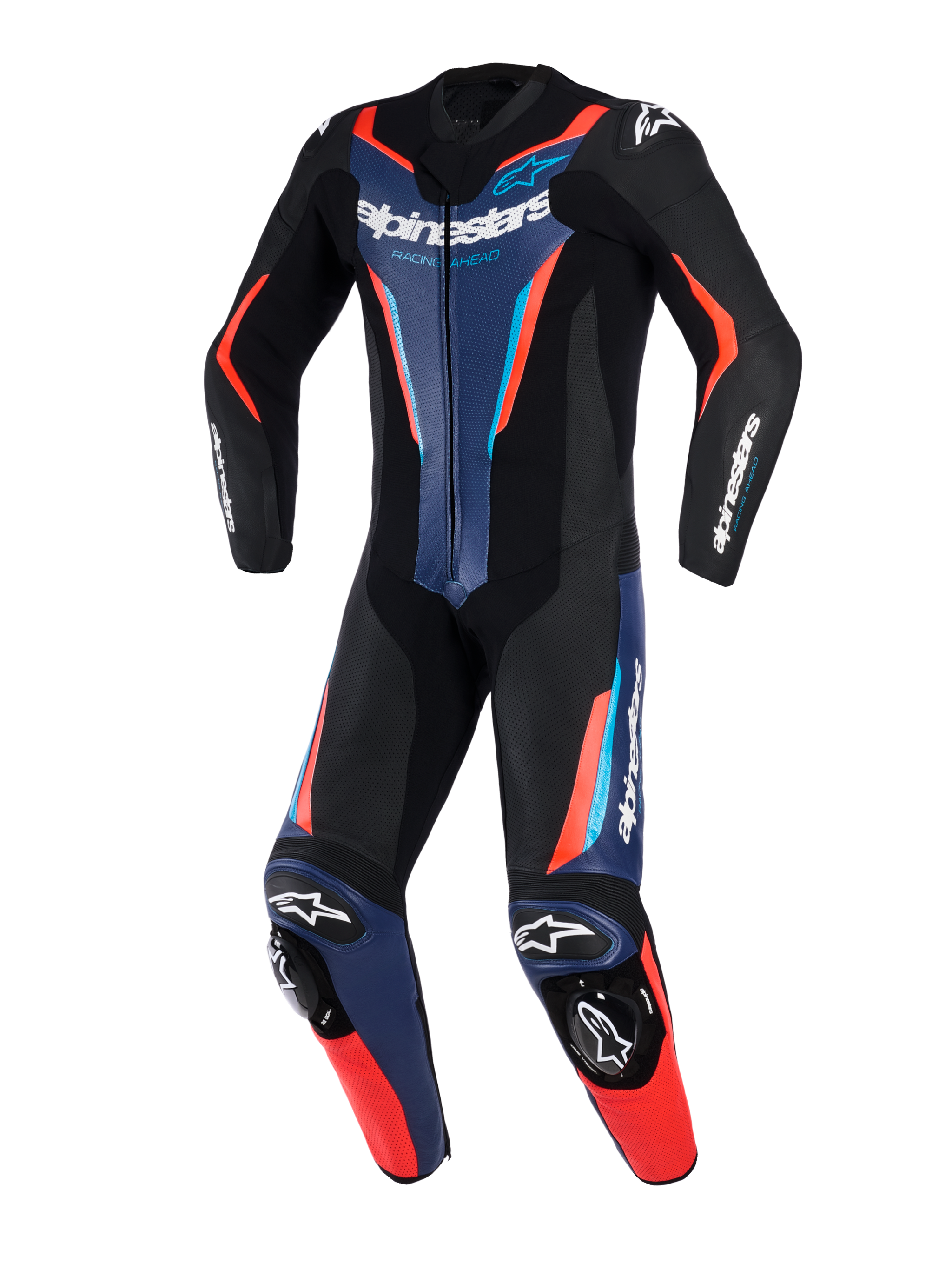 GP Force V2 Leather - Blue Motorcycle Suit | Alpinestars®