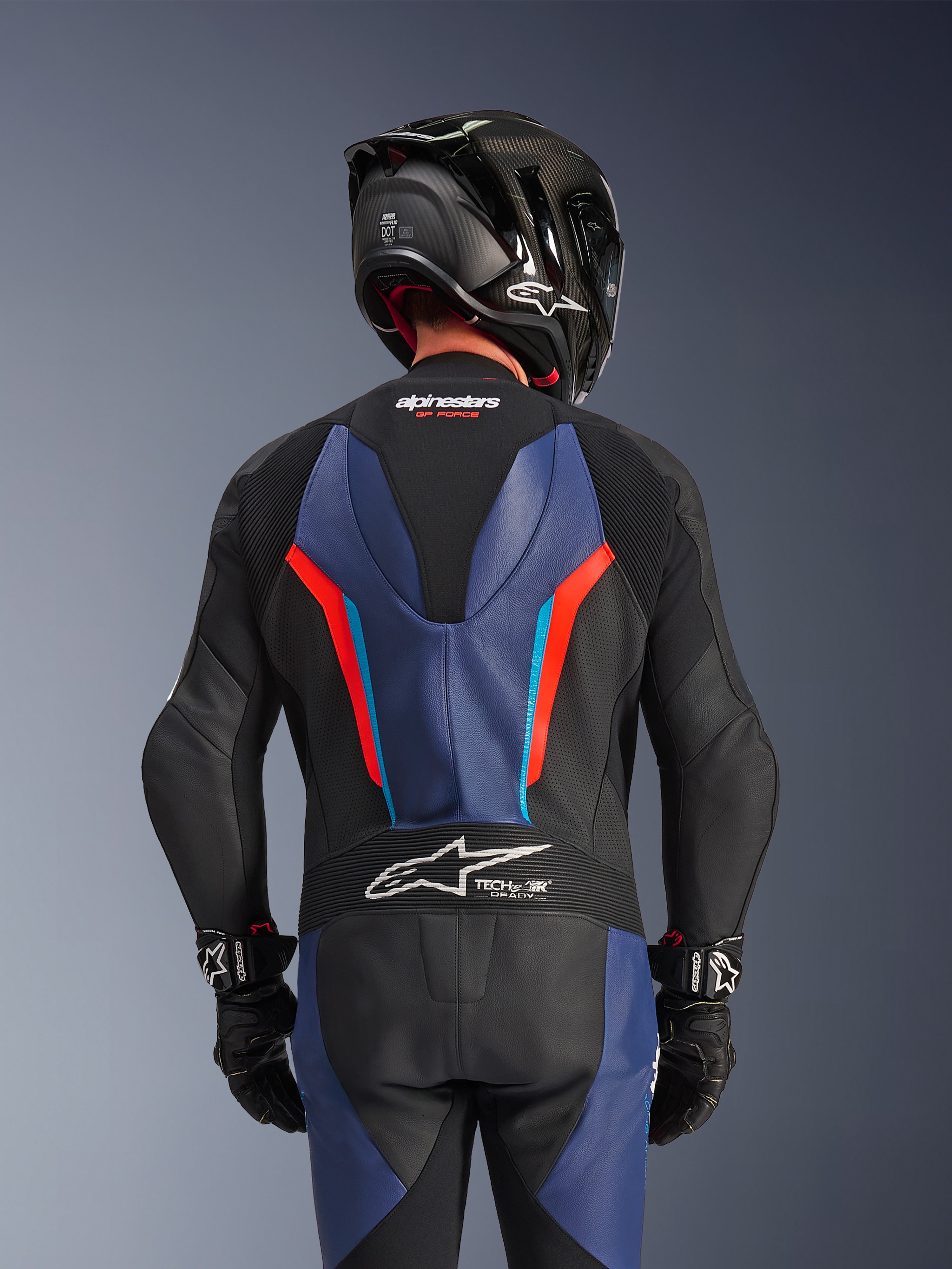 GP Force V2 Leather - Blue Motorcycle Suit | Alpinestars®