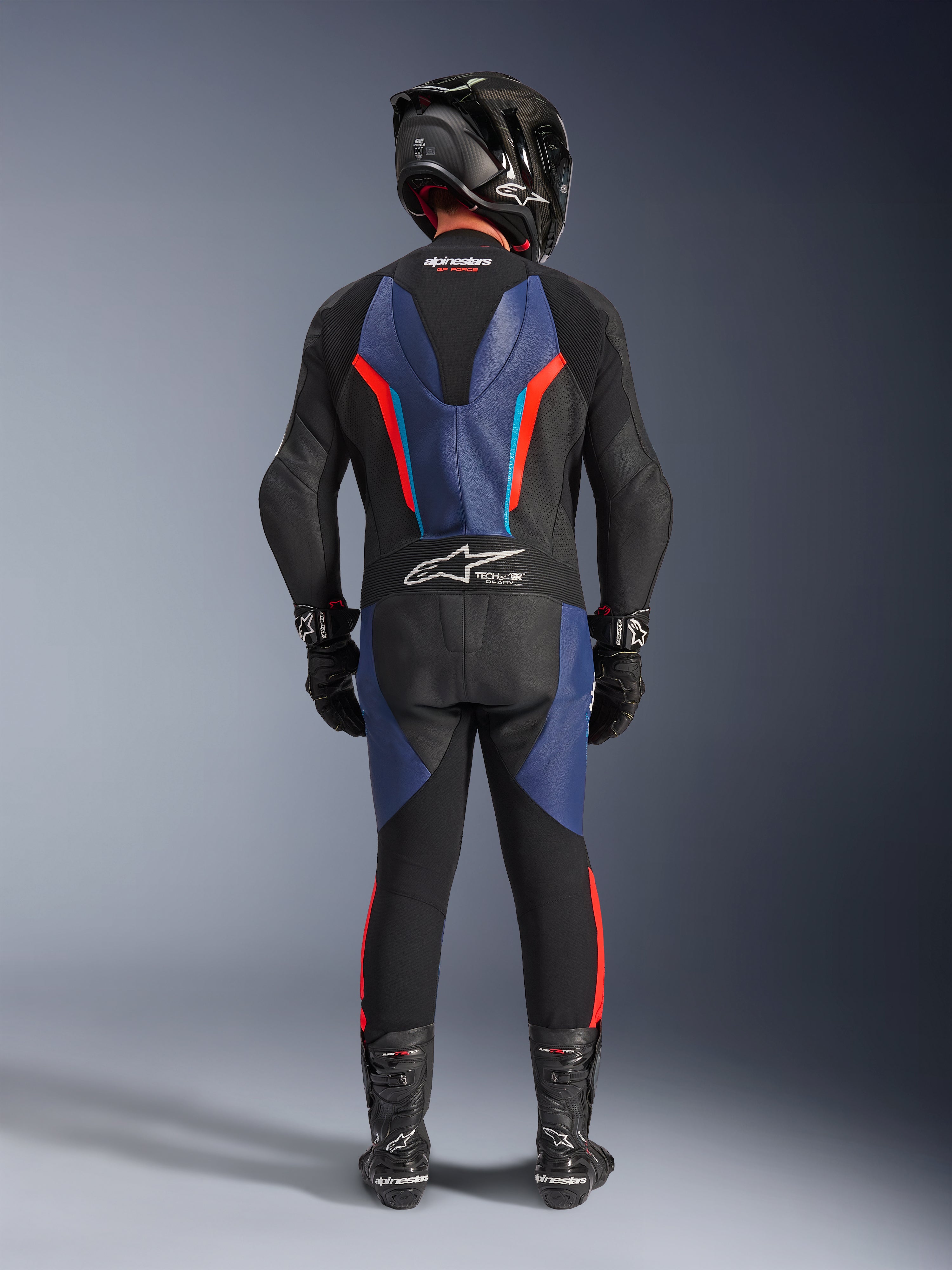 GP Force V2 Leather - Blue Motorcycle Suit | Alpinestars®