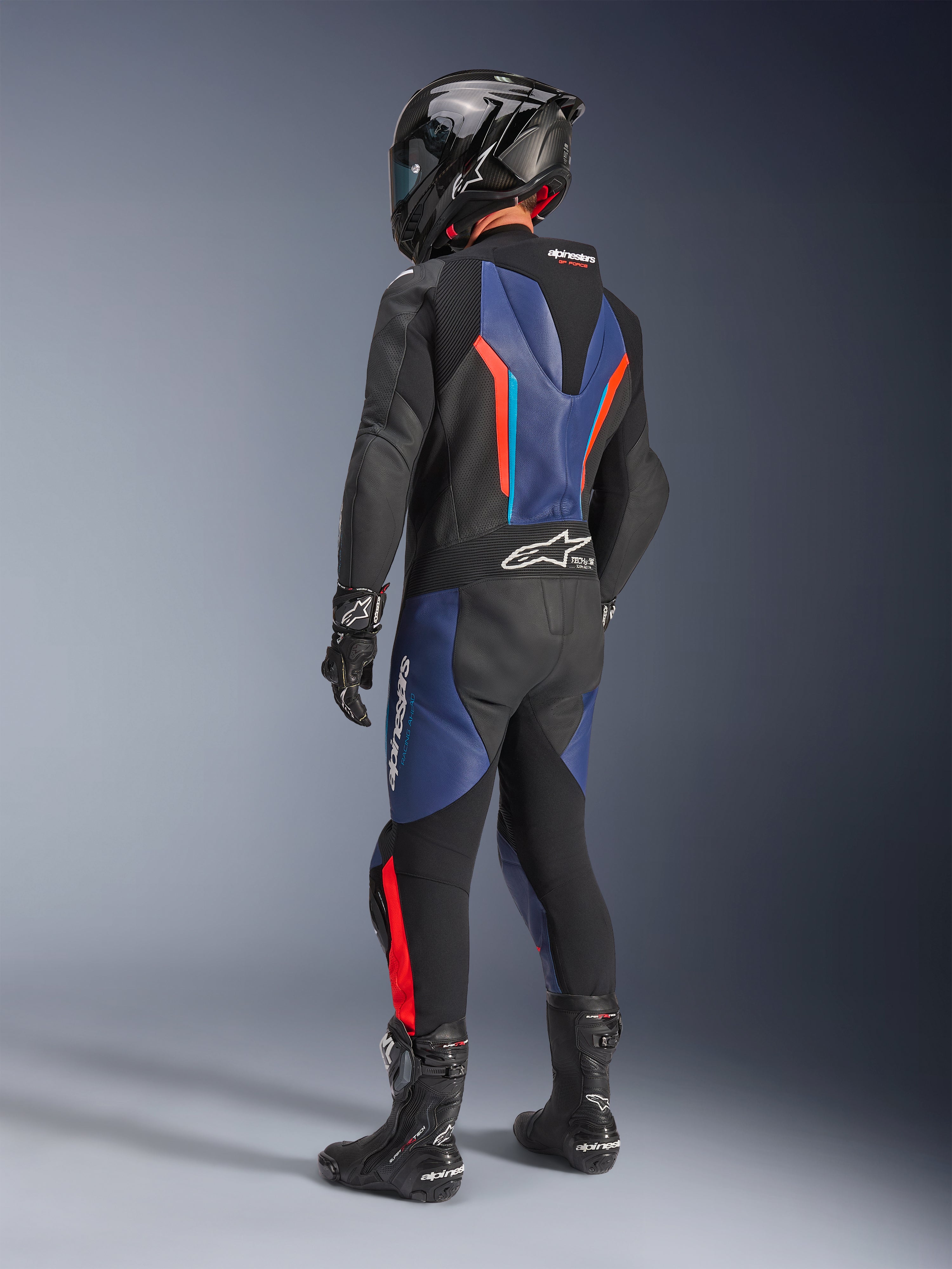 GP Force V2 Leather - Blue Motorcycle Suit | Alpinestars®