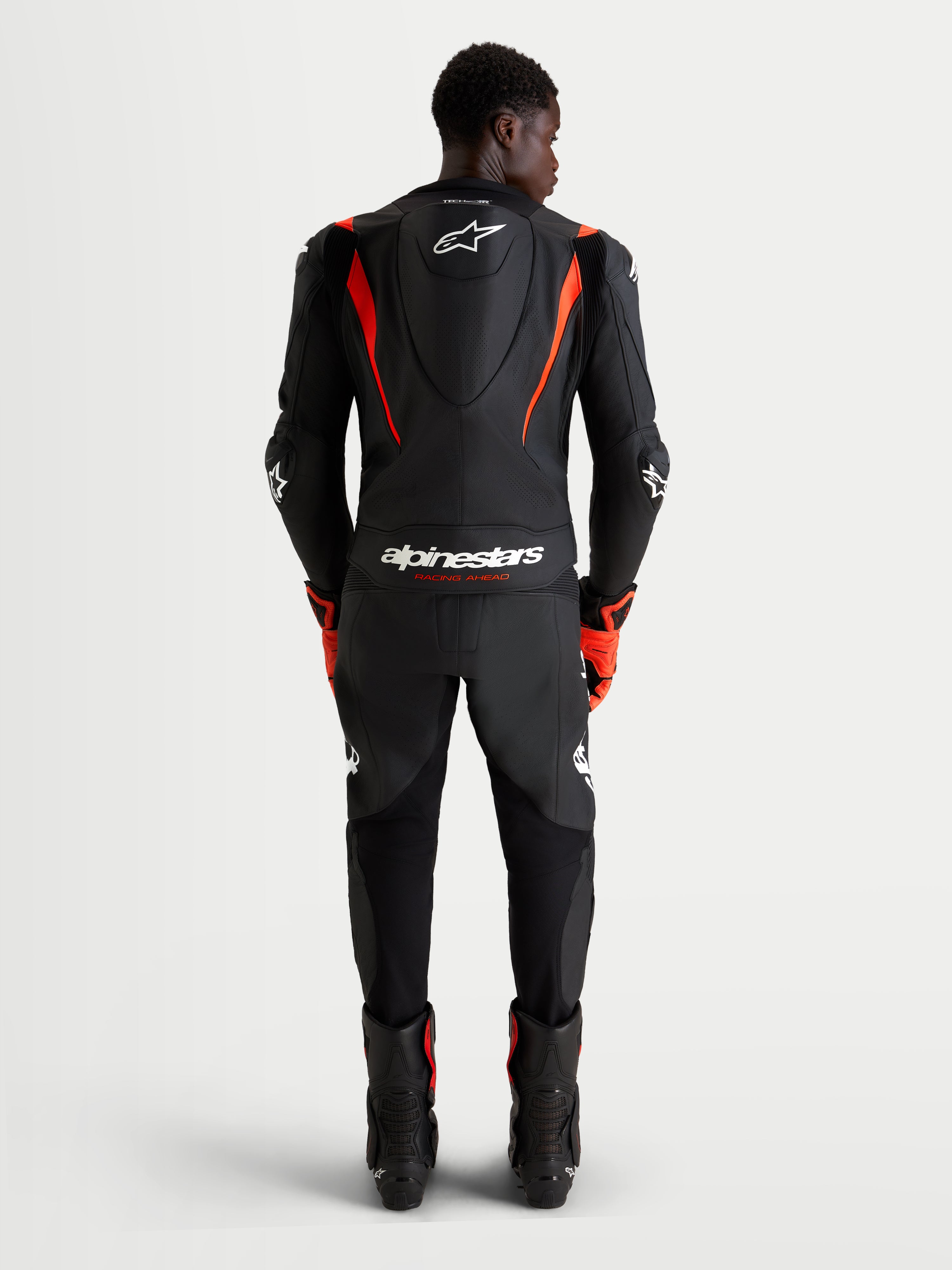 Missile V3 Leather Suit - 2 Pieces - Black Red Motorcycle Suit