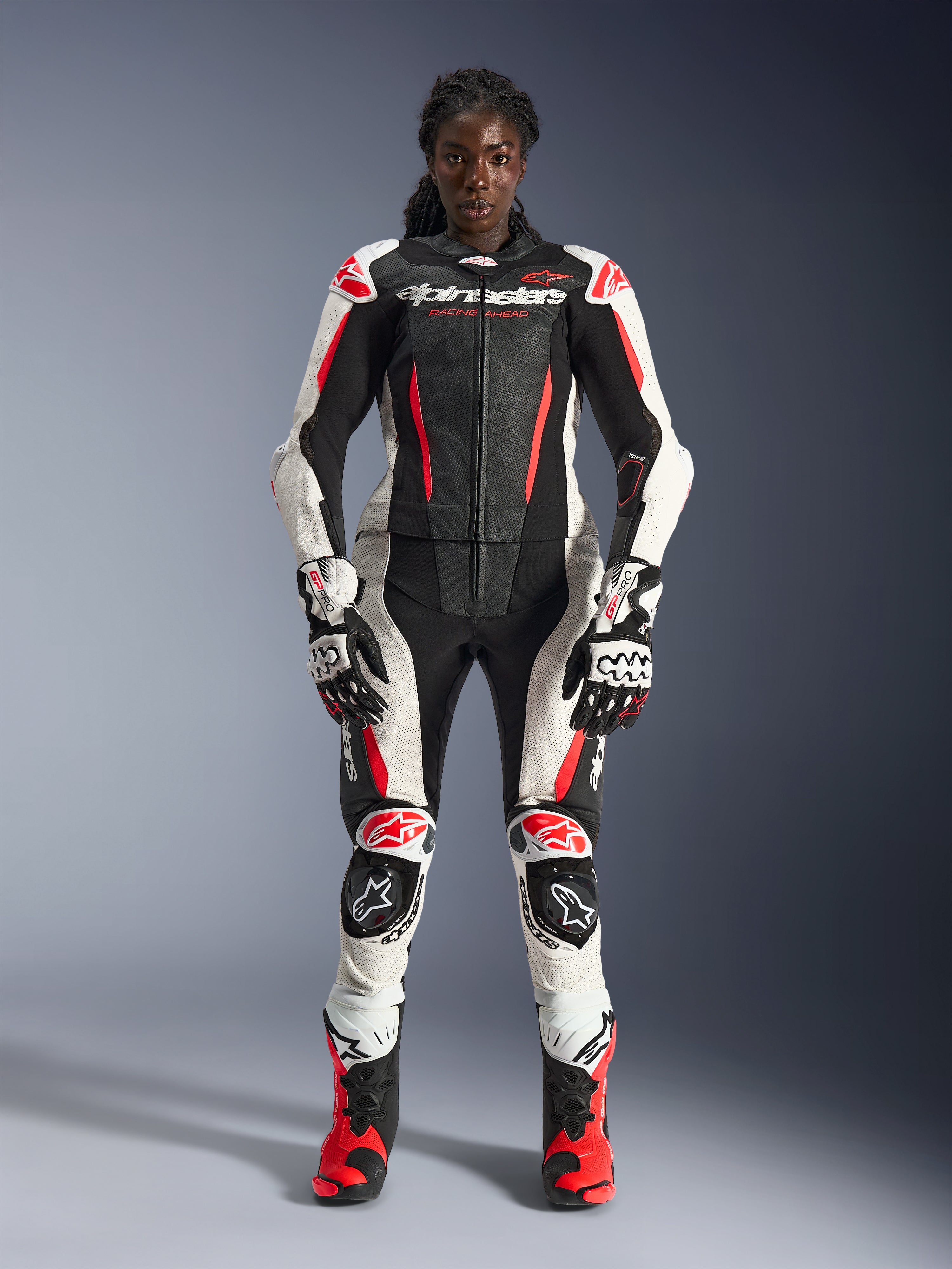 Stella GP-R7 Leather 2Piece - Red Motorcycle Suit | Alpinestars®