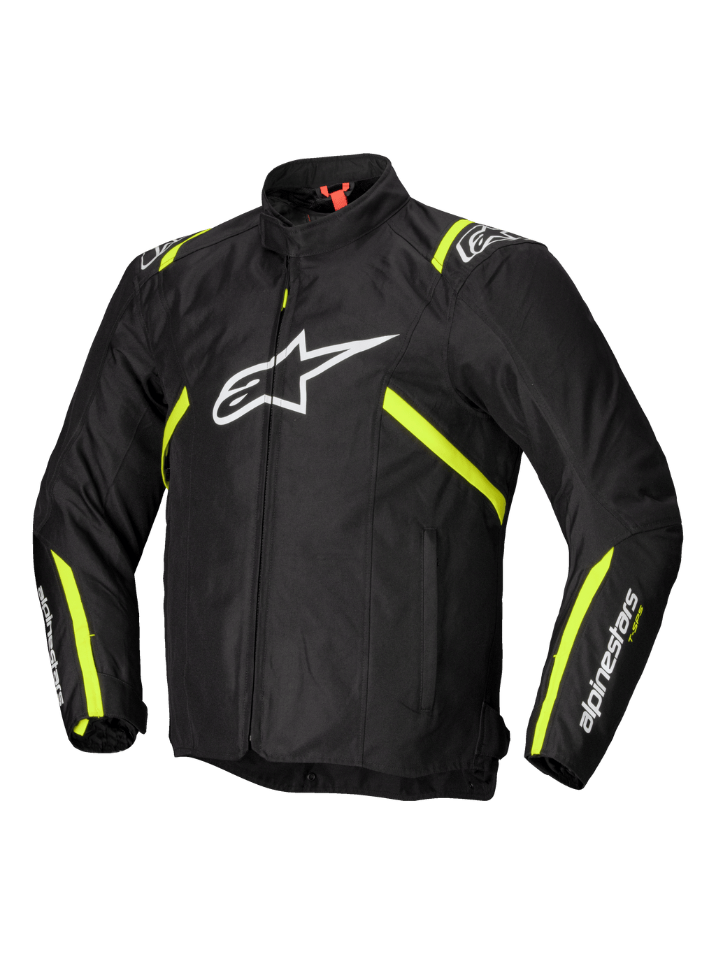 Alpinestars T-SPS V2 Waterproof Jacket, men's sport textile motorcycle jacket, Black with White and Yellow Fluo accents, CE certified protection