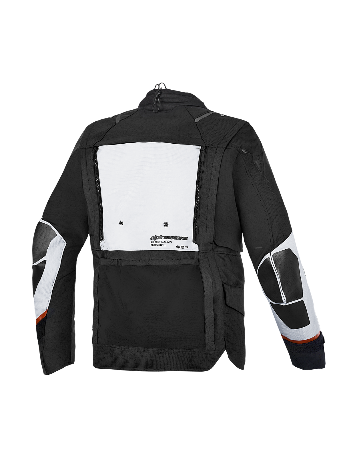 Alpinestars Harok V2 Drystar Jacket, Men's Adventure Motorcycle Jacket, Dark Gray, Ice Gray and Black, rear view showing modular utility compartment and CE protection features