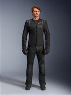 Alpinestars ST-2 Air Jacket, men's adventure touring motorcycle jacket, black textile with mesh panels, shown on-model.