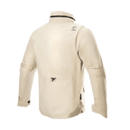 Alpinestars MO.ST.EQ Field Waterproof Primaloft Jacket, Motorcycle Jacket, Sand Military, rear view featuring a high collar with packable hood, sleeve volume adjusters, and a lightweight ripstop construction in a contemporary field jacket style