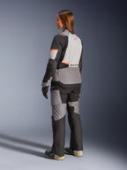 Alpinestars Stella Andes V4 Drystar Jacket, Women's gray/black waterproof adventure jacket with coral accents, rear view.