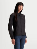 Alpinestars Stella C-1 Waterproof Jacket, women's urban motorcycle riding jacket in black, front view worn by a model showing textile construction and ergonomic collar