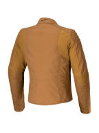Alpinestars Isla WR Women's Jacket, Urban Motorcycle Jacket, Utility Brown Light Gold, Rear view featuring quilted shoulder and elbow reinforcement, tailored feminine fit with ergonomic stretch panels, matte finish water-repellent textile