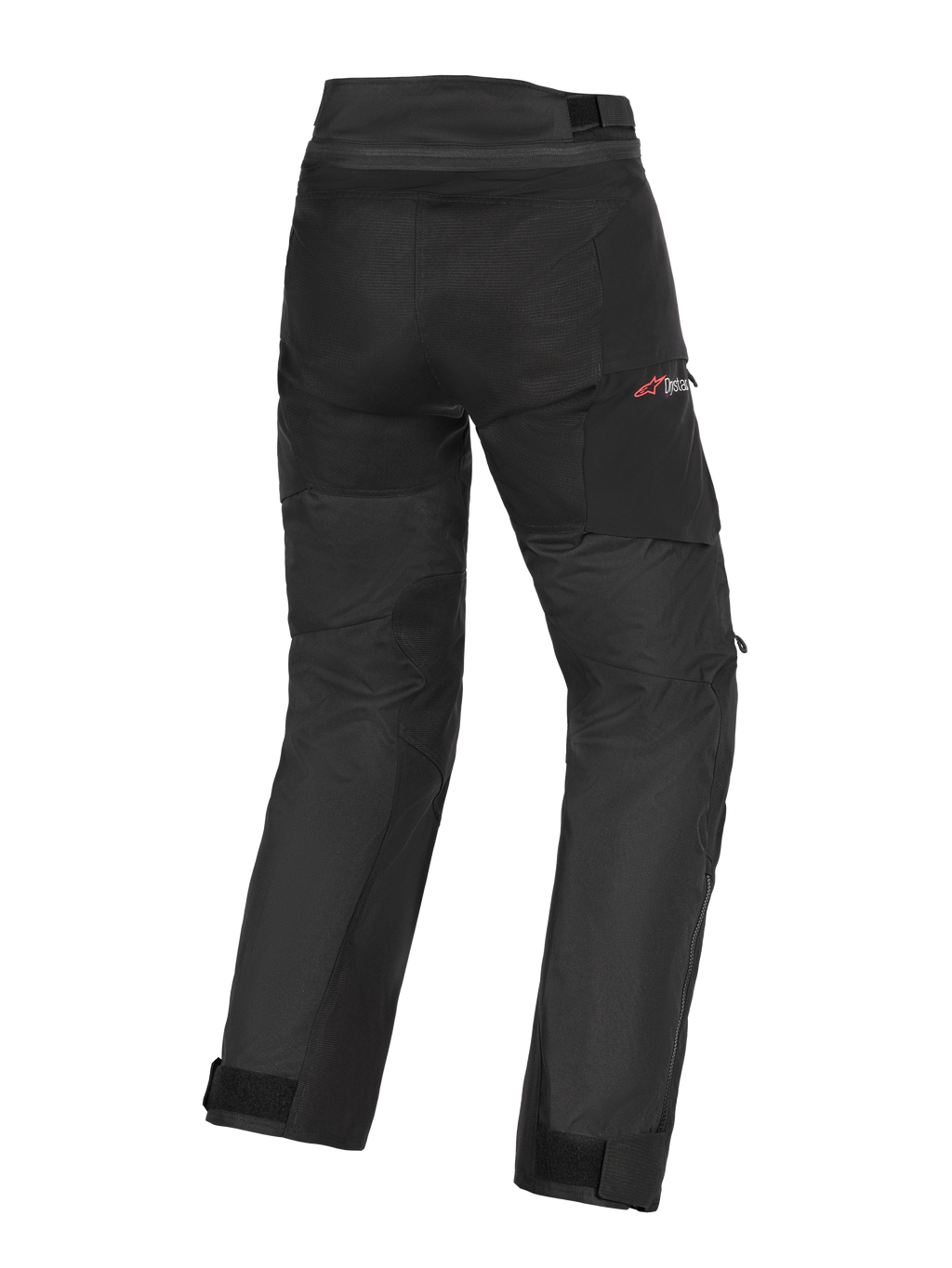Alpinestars Andes V4 Drystar® Pants - Short, Motorcycle Pants, Black, rear view featuring reinforced seat and leg panels, red Drystar logo on the hip, adjustable waist and ankle straps, durable textile construction for adventure touring