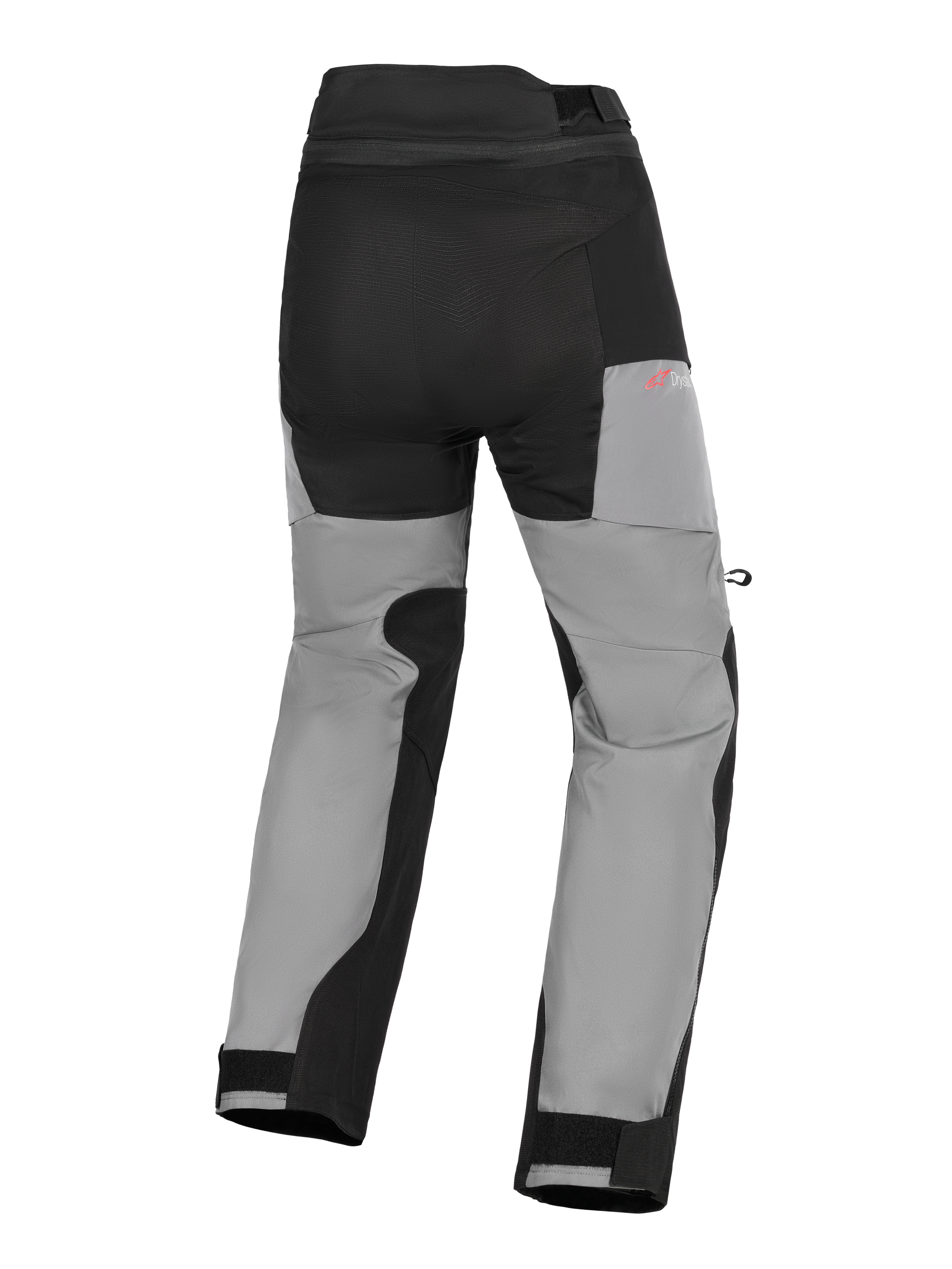 Alpinestars Andes V4 Drystar® Pants, Adventure Motorcycle Pants, Black and Dark Gray, rear view featuring reinforced seat panels, red Drystar branding on the hip, and adjustable hook-and-loop ankle closures.