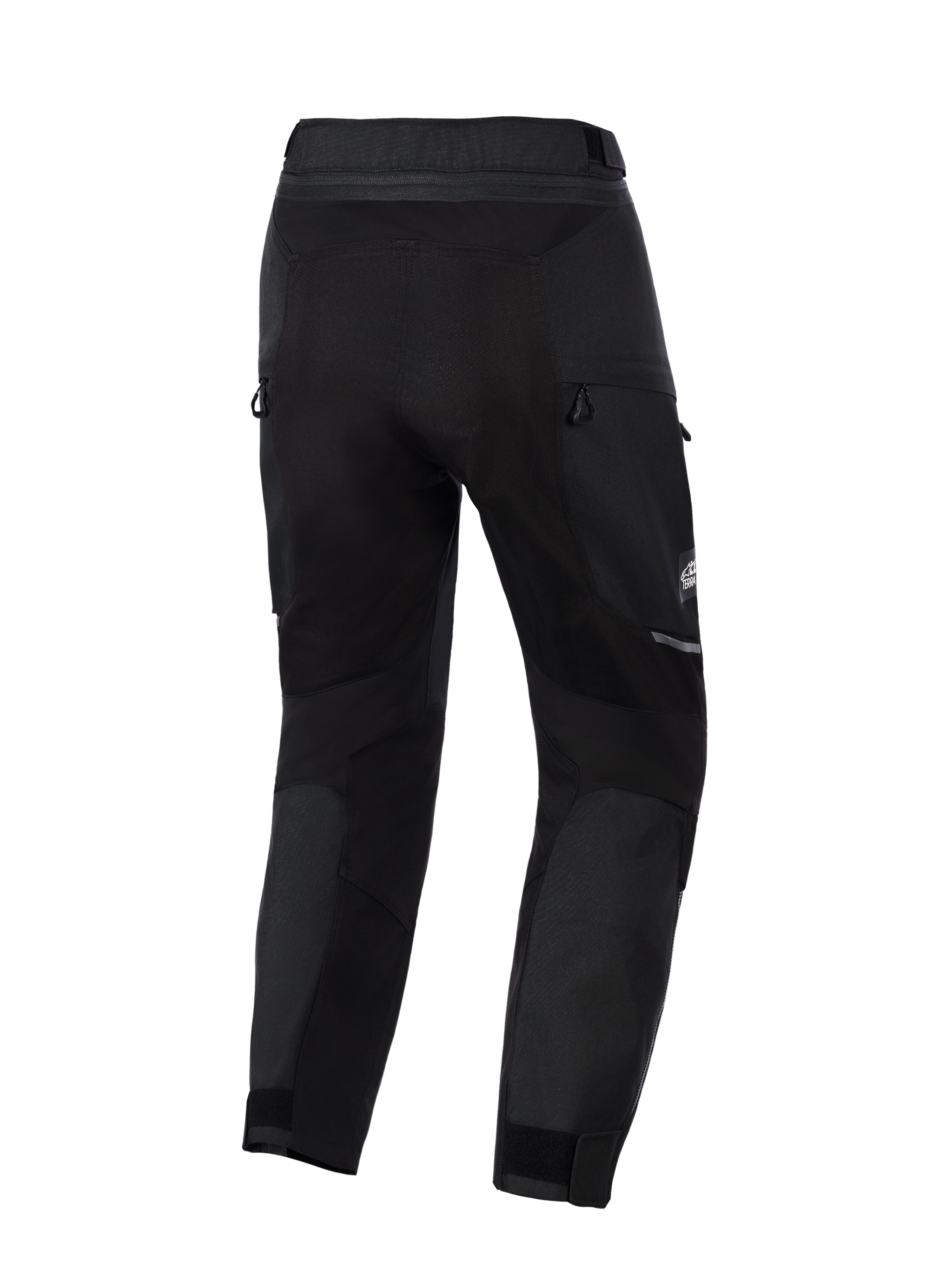 Alpinestars Cusco Drystar® Pants, Motorcycle Adventure Pants, Black, back view showing zippered ventilation and stretch panels, durable textile construction with reflective accents