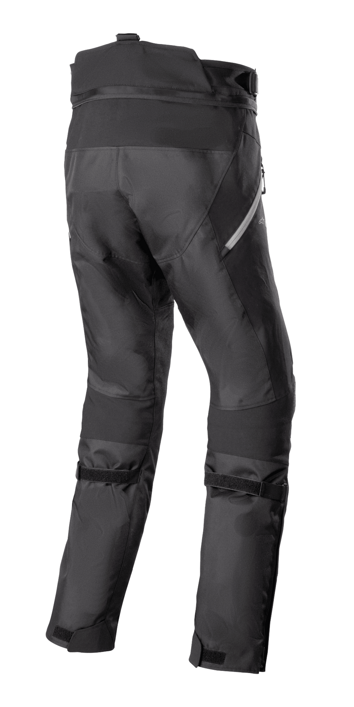 Alpinestars Stella Bogotá Pro Drystar 4 Seasons Pants, Women's Adventure Motorcycle Pants, Black, rear view showing technical textile construction, adjustable calf straps, and reflective detailing on the side.