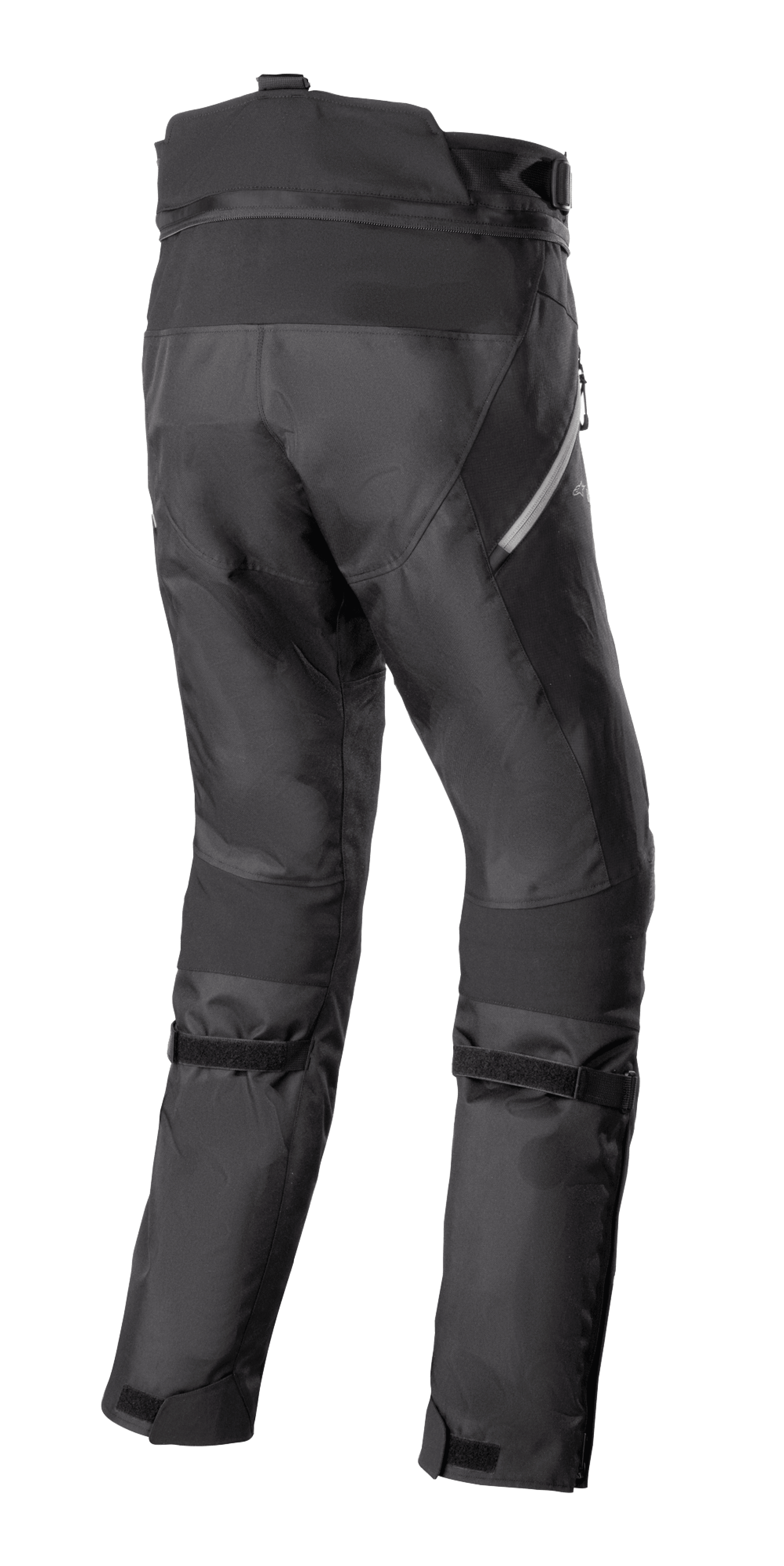 Alpinestars Stella Bogotá Pro Drystar 4 Seasons Pants, Women's Adventure Motorcycle Pants, Black, rear view showing technical textile construction, adjustable calf straps, and reflective detailing on the side.